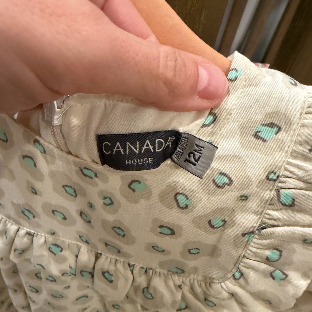 Canada House Cream Dress with Teal Accents - Picture 2 of 2